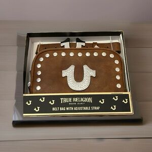 True Religion Tan Belt Bag with Silver Accents Size S/M NWT